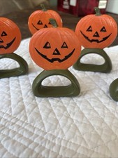 Handmade Vintage Set Of Five Halloween Pumpkin October Napkin Rings picture