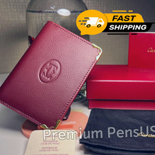 CARTIER Must De Cartier Burgundy Leather Travel Wallet NOS Vintage picture