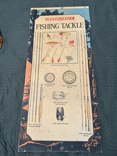 Antique WINCHESTER Fishing Baseball Hardware Store Panel Display Sign 40 x 18 picture
