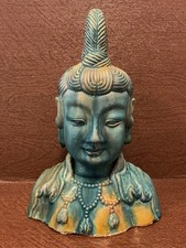 VINTAGE QUAN YIN BUST ~ TERRACOTTA ~ 11 1/2” ~ HANDMADE IN CHINA picture