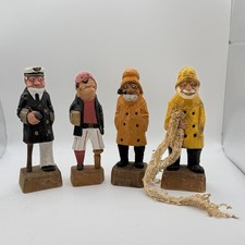 Vtg Hand Carved Wooden Nautical Figures Leg Sailor Fisherman Captain Pirate (4) picture
