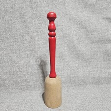 Vintage Wooden Potato Masher/Pestle red Primitive tool Farmhouse Collectible picture