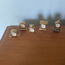 Lot of 5 Vintage Miniature Brass Clock Circa  Milan Quarter pig  Mini Read Descr picture