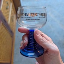 Schmitt Söhne Blue Stem Beer Glasses Set of 2 Made in Germany Breweriana picture