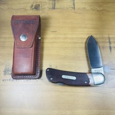 Vintage Schrade USA Old Timer Lockback Folding Hunting Knife w/ Leather Sheath picture