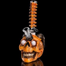 10 Inch Phoenix Star Glass Spine Skull Waterpipe Halloween *USA* picture