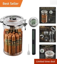 Stylish Digital Hygrometer Humidor Jar - Tall, Fits Long Cigars (15-20 pcs) picture