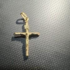 100% AUTHENTIC 10K Gold INRI Crucifix Cross Pendant picture