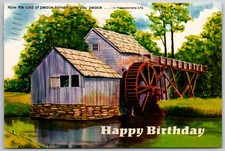 c1982 Happy Birthday Postcard Water Wheel Mill Millgrove Sunday School Alden NY picture