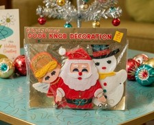 Vintage 1960s Christmas Door Knob Decoration Japan Santa Snowman Angel MCM NOS picture