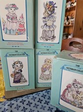Dillards Lot Of 5 VTG 1990s Victorian Collection Boxed Figures 4 Cats & A Rabbit picture