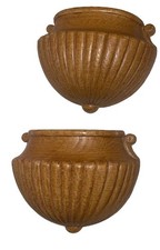 Cute Vintage Homco Hanging Wall Pockets Planters Home Interior Brown Set Of 2 picture