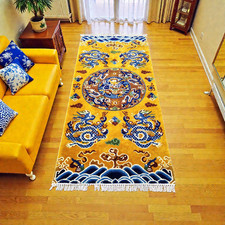 3x6 Tibetan Hand Knotted Wool Rug Antique Design Dragon Motif Asian Carpet Mat picture