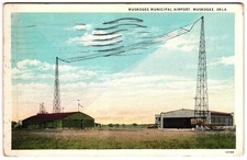 Muskogee Municipal Airport Oklahoma c1930s Postcard picture