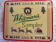 Vintage Christmas Whitmans Chocolate Hinged Tin 1998 Keepsake Storage Holiday picture