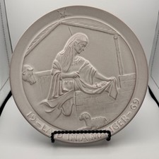 Frankoma 1969 Christmas Plate Laid In A Manger John Frank Signed White 8.5