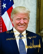 PERSONALIZED PRESIDENT DONALD TRUMP MESSAGE GOLD AUTOGRAPH V2 8X10 CUSTOM PHOTO picture