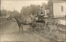 Le Mars Iowa IA Horse and Buggy NICE CRISP IMAGE c1910 Real Photo Postcard bhn picture