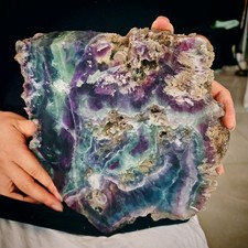 7.15LB Natural colored fluorite crystal tower specimen slice healing 3250g picture