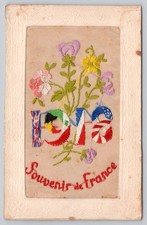 France Allied Flags 1916 Souvenir De France Embroidered Silk Postcard picture