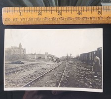 Photograph Original Germany Vintage Photo Railroad Yard Bridge Destroyed picture