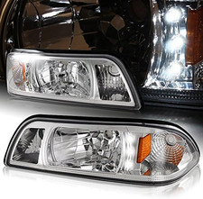 1-Piece Design LED DRL Headlight Signal Corner Lamp Chrome Housing Clear Lens wi picture