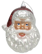 Vintage 1980s Old World Christmas Blown Glass Santa Head Ornament New Arrival picture
