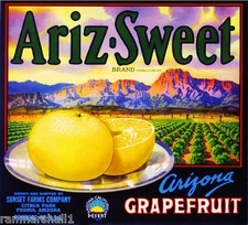 Peoria Arizona Ariz-Sweet Grapefruit Citrus Fruit Crate Label Vintage Art Print picture