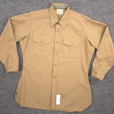 VTG Great Northern USMC Uniform Shirt Mens 16.5 Light Brown Dacron Wool Blend picture