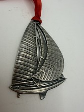 Vintage Pewter Sailboat Ornament Signed 1992 HM picture
