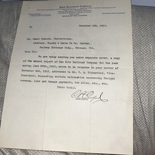 Signed Antique 1910 Letter Erie Railroad Auditor to Topeka Santa Fe Railway picture