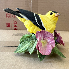 Lenox American Goldfinch Porcelain Figurine Handcrafted Painted Floral Base picture