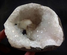 STUNNING OKENITE BALL W/ CALCITE CRYSTALS IN MM QUARTZ GEODE ROCKS MINERALS+27.2 picture