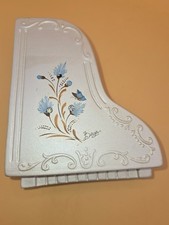 Vint. Italian Berger Pearlescent Ceramic Grand Piano Hinged Trinket Box picture