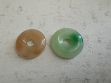 Chinese Unknown Age Stone or Mineral Lot of 2 Bi Disc Pendants picture