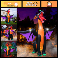 12FT Inflatable Fire & Ice Dragon with Wings - Halloween Yard Decoration for Par picture