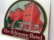 Biltmore Hotel Los Angeles Old Style Travel Decal / Vinyl Sticker, Luggage Label picture
