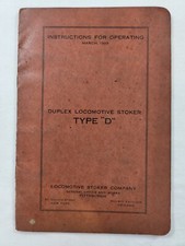 1919 Steam Locomotive Stoker Company Duplex Stoker Type D Operating Instructions picture