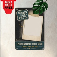 Custom Photo Upload Sign Mounted Metal Wall Decor Tin Plaque 8x12 picture