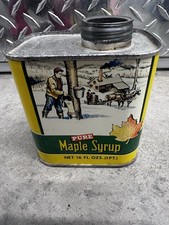 Vintage Wisconsin Pure Maple Syrup Advertising Can Tin - Pancakes & Syrup Theme picture