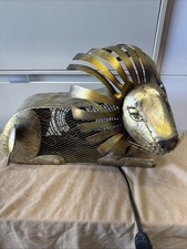 Vintage Metal Lion With Fan Installed Gold Tone Flexible Mane Big MCM picture