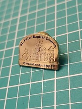 Vtg St. Peter Baptist Church Gold Tone Lapel Pin picture