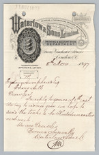 Antique Letterhead Waterlow & Sons Limited Printer London 1897 picture