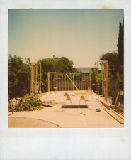 Old Vintage Photo COLOR POLAROID NEW HOME CONSTRUCTION FRAMING WORKERS picture