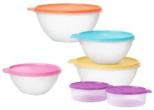 *Tupperware 12PC Wonderlier Vintage Series Bowl Set—Clear Bowls/Multicolored Lid picture