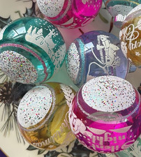 Christopher Radko Shiny Brite FLOCKED ROUNDS Set of 9 Ornaments Christmas, 2.5
