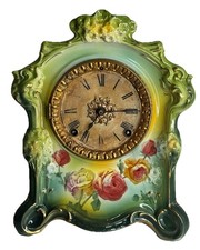 Antique 1800s Ansonia Porcelain Mantle Clock Fully Serviced Key And Pendulum picture