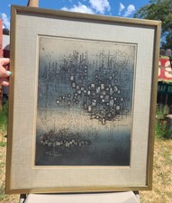 MCM Nono Reinhold City Nocturne Blue Abstract Cityscape Etching Artist Proof '62 picture