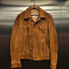 Vtg 70s SCHOTT Suede Leather Trucker Motorcycle Biker Jacket Sz 40 Made in USA picture