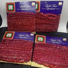 Vintage Red Christmas Tree Garland - Twist Foil Lot Of 4 Brite Star Table Tree picture
